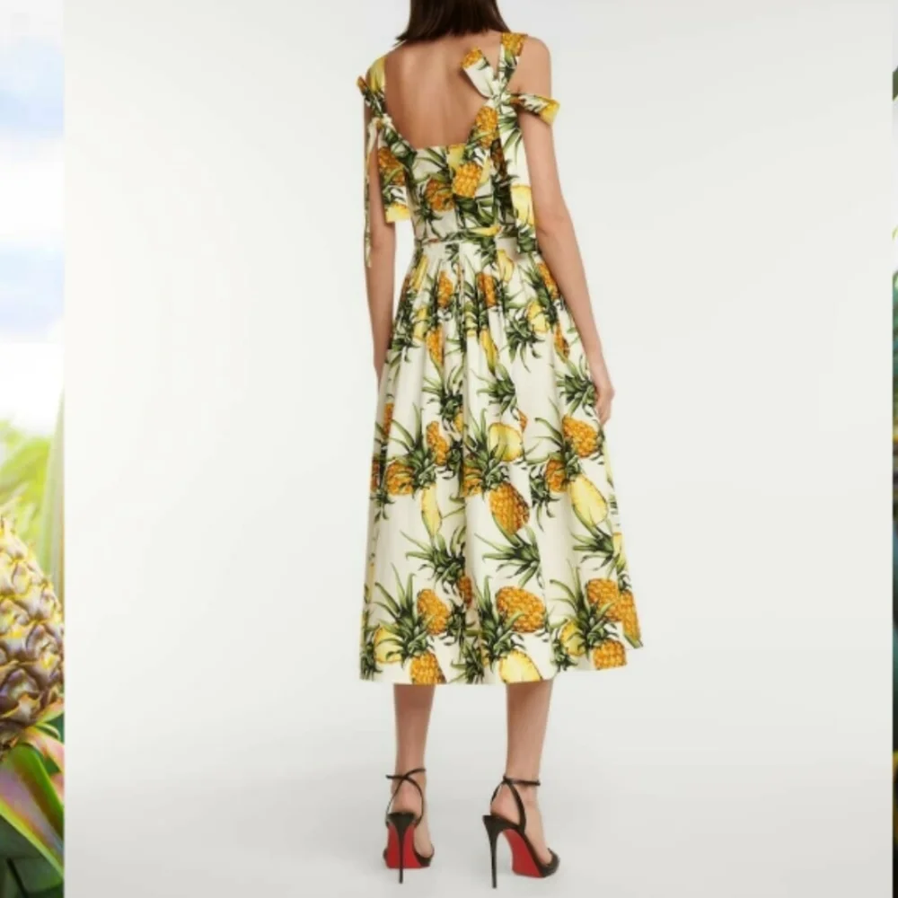 *□$2,400 NEW OSCAR DE LA RENTA PINEAPPEL MIDI RUNWAY DRESS US 10 M - Picture 11 of 16